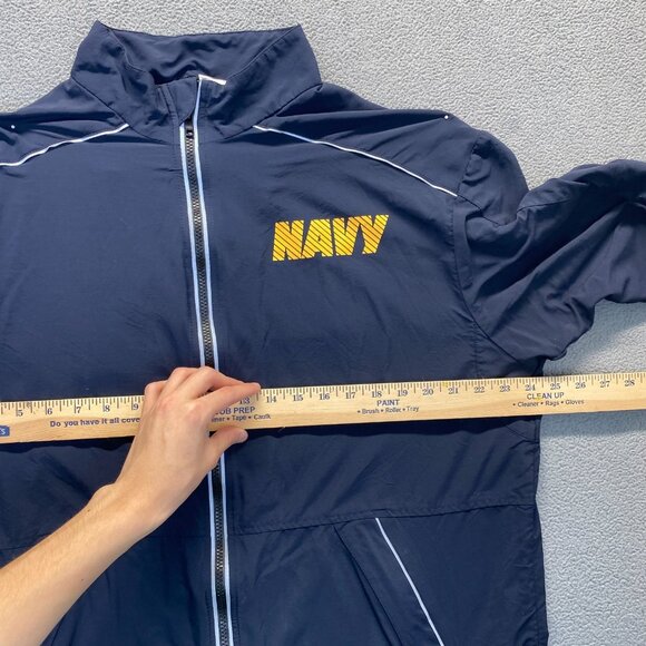 Vintage Navy SND Manufacturing Full Zip Reflective Windbreaker Jacket Men Large - Picture 4 of 9